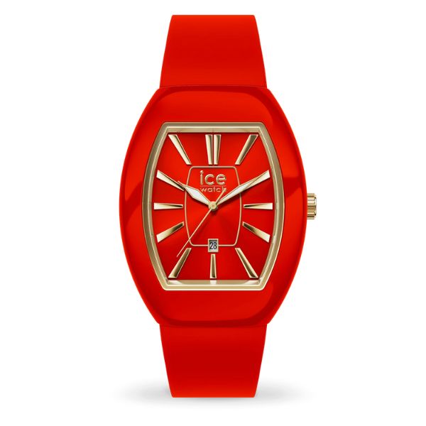 ICE-WATCH ICE Dome Red Gold 35mm 024542  – Unisex Ρολόι Quartz με Κόκκινο Λουράκι και Χρυσές Λεπτομέρειες